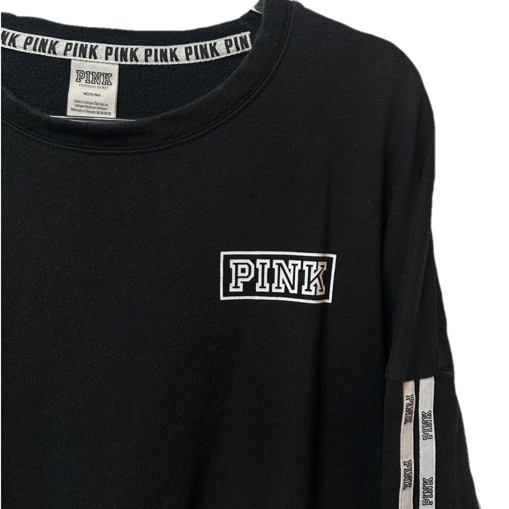 PINK Victoria Secret Black Logo Crewneck Sweatshirt Long Sleeve Size Medium - Picture 4 of 13